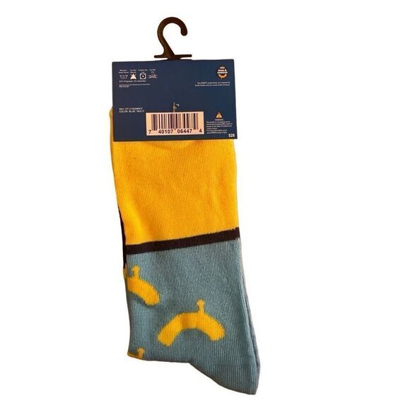 Kraft Mac & Cheese Men’s Yellow Blue Fun Print Novelty Crew Socks Shoe Size 6-12 - Picture 5 of 6